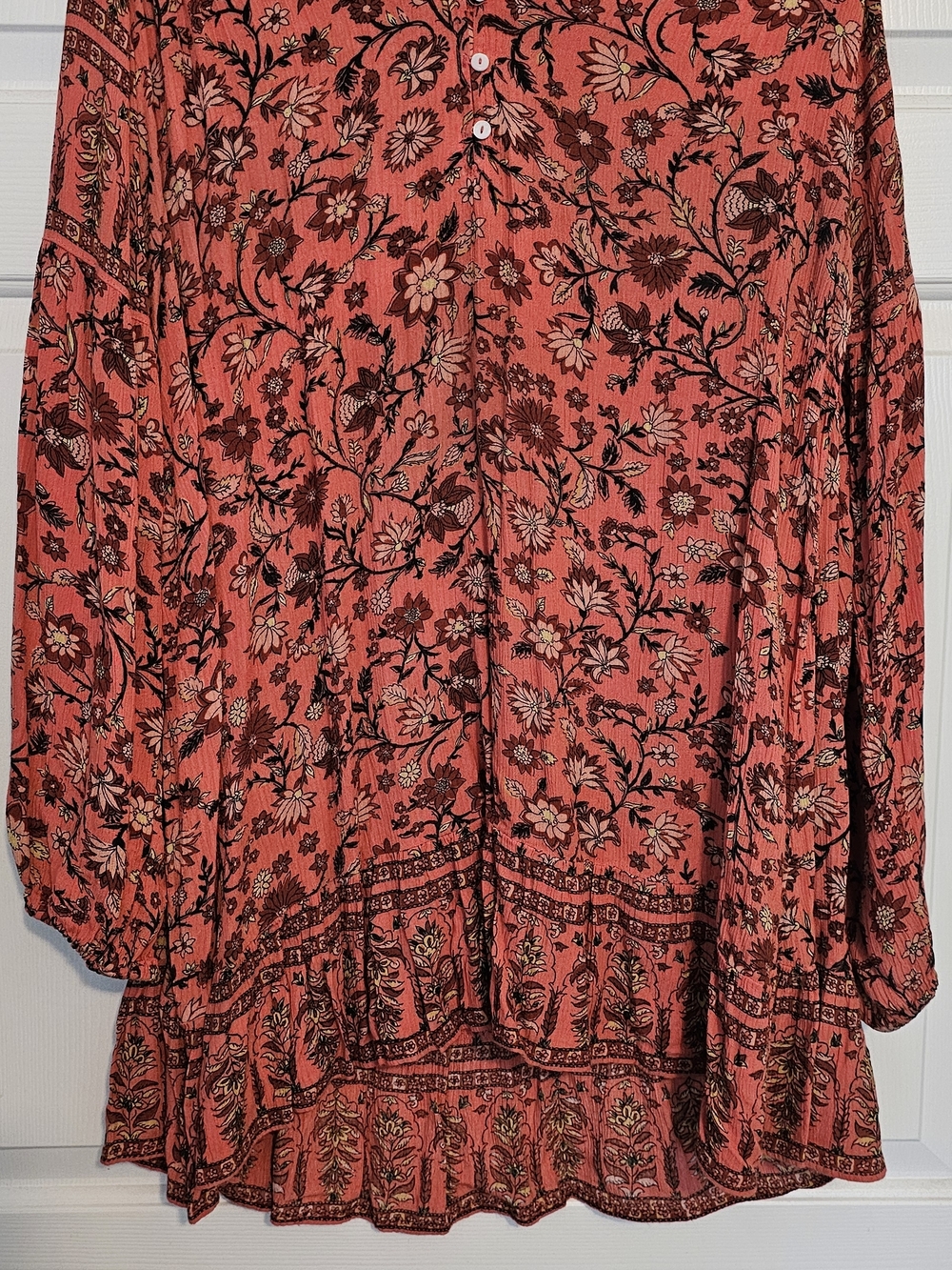 New With Tags Billabong Coral Floral Button-Front Mini Dress